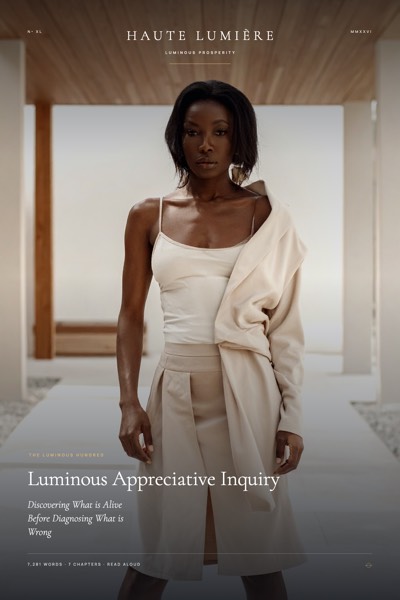 Luminous Appreciative Inquiry: Discovering What is Alive Before Diagnosing What is Wrong — the jacket