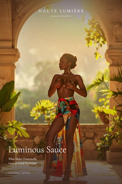 Luminous Sauce™: What Makes Frameworks Land as Lived Experience — the jacket